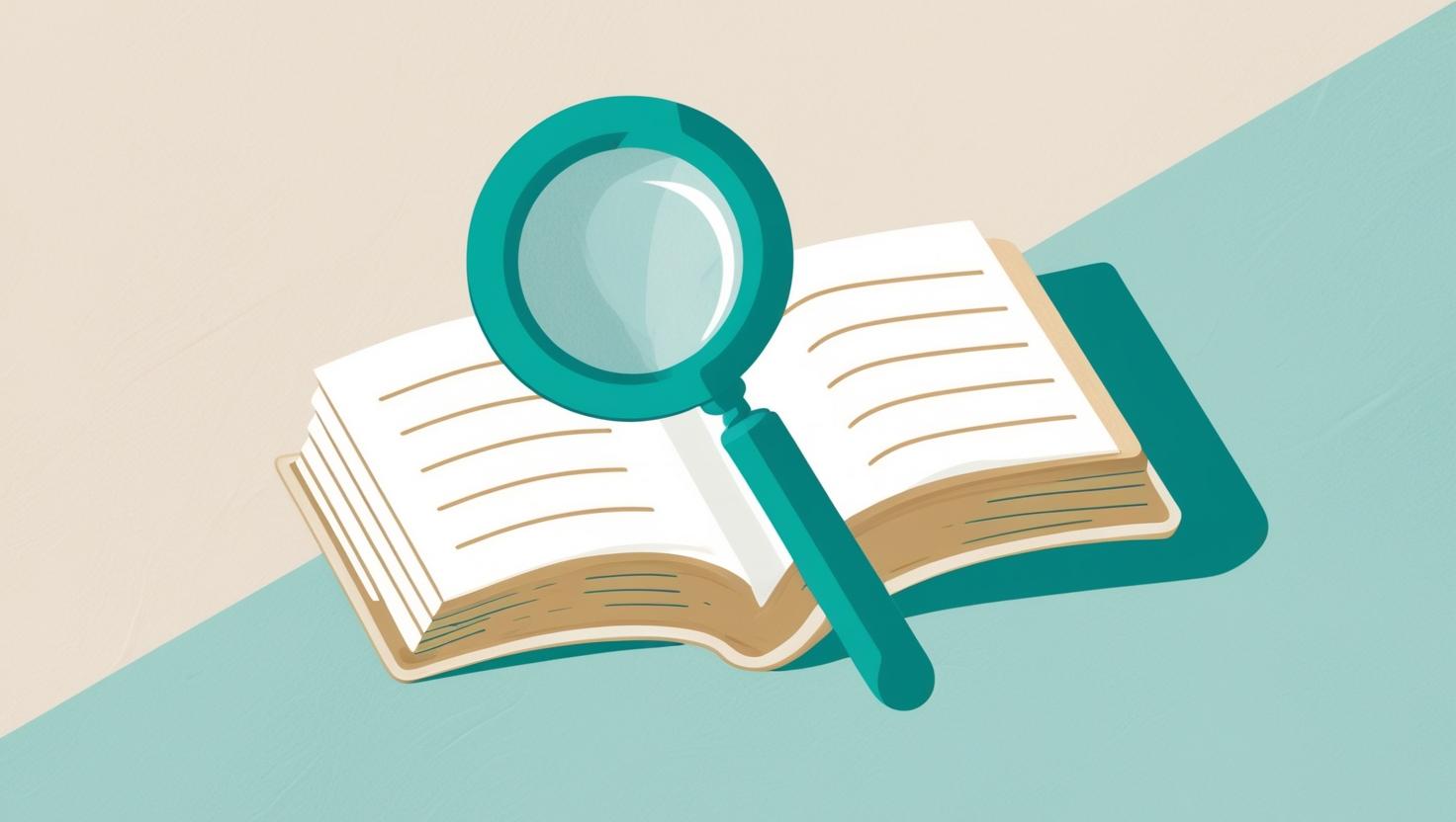 an open book and magnifying glass symbolizing research